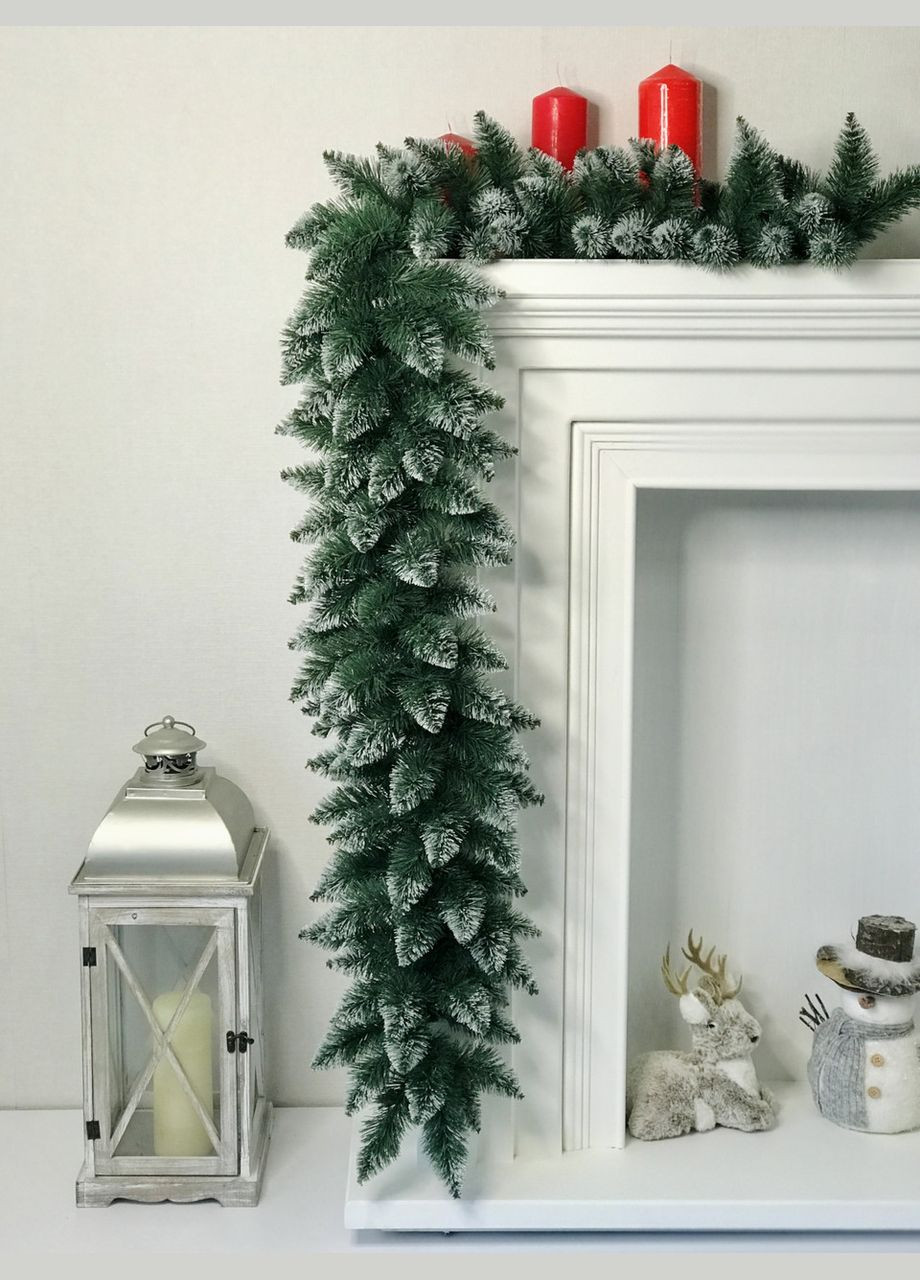 Гірлянда хвойна Elegant з плівки 16 м зелена з білими кінчиками HVOYA (328908603)