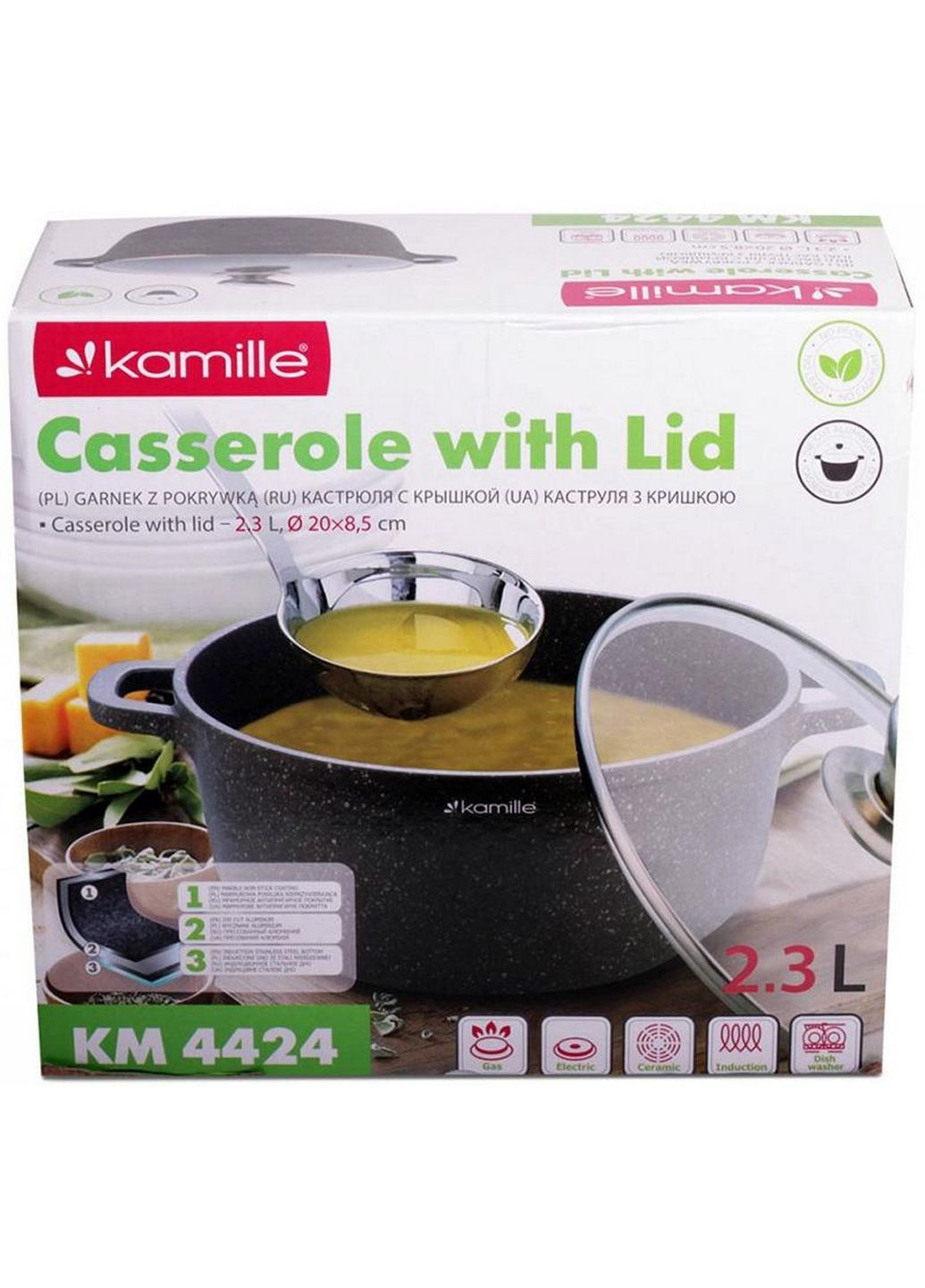 Кастрюля Landes Grey 2.3л с литыми алюминиевыми ручками Kamille (288183853)