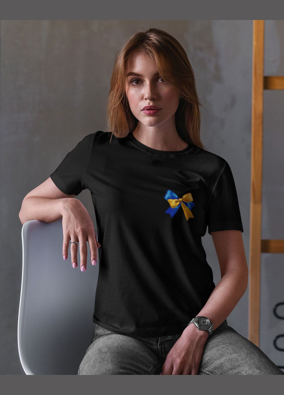 Черная летняя футболка женская с украинской символикой хаки 44 Mishe 200040010