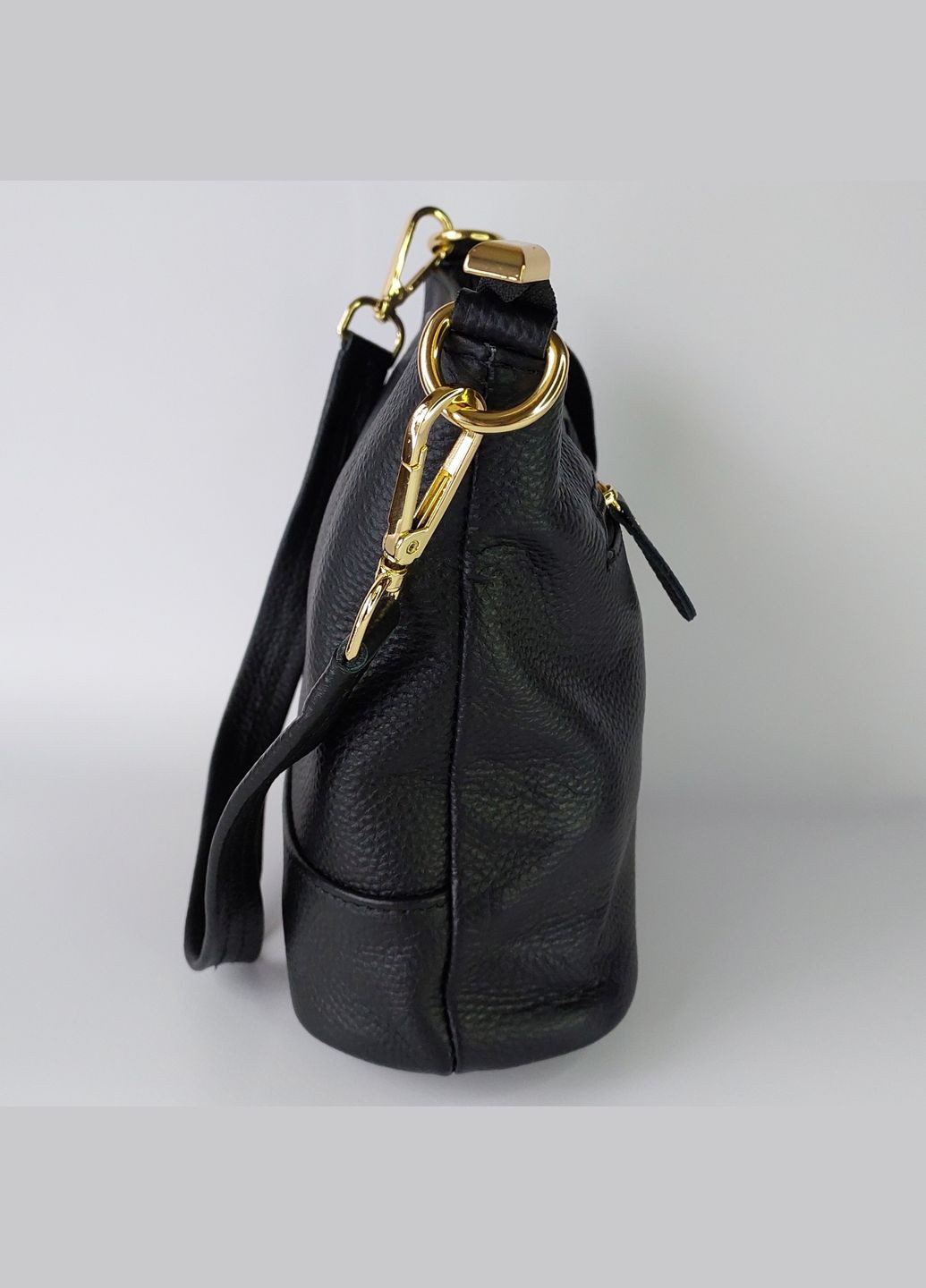 Жіноча сумка з довгим і коротким шкіряним ремінцем з натуральної шкіри чорна No Brand (336214397)