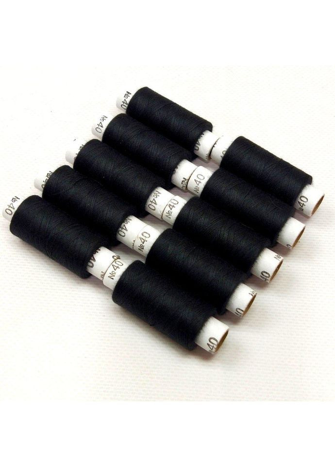 Нитки в катушках, для шитья 100% полиэстер 40/2 (боб 200м x 10) Черный Plus-plus (352745186)