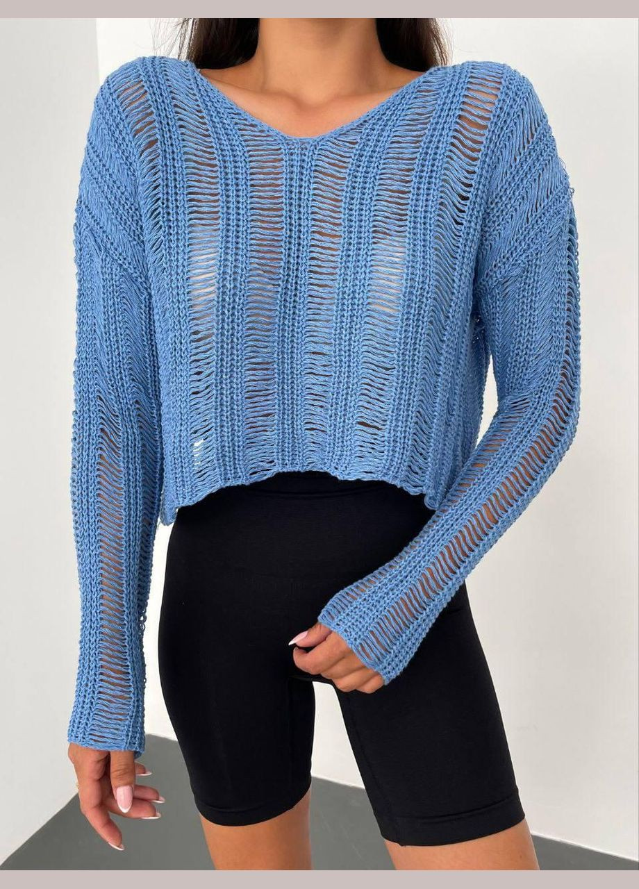 Светло-синий демисезонный свитер лапша No Brand
