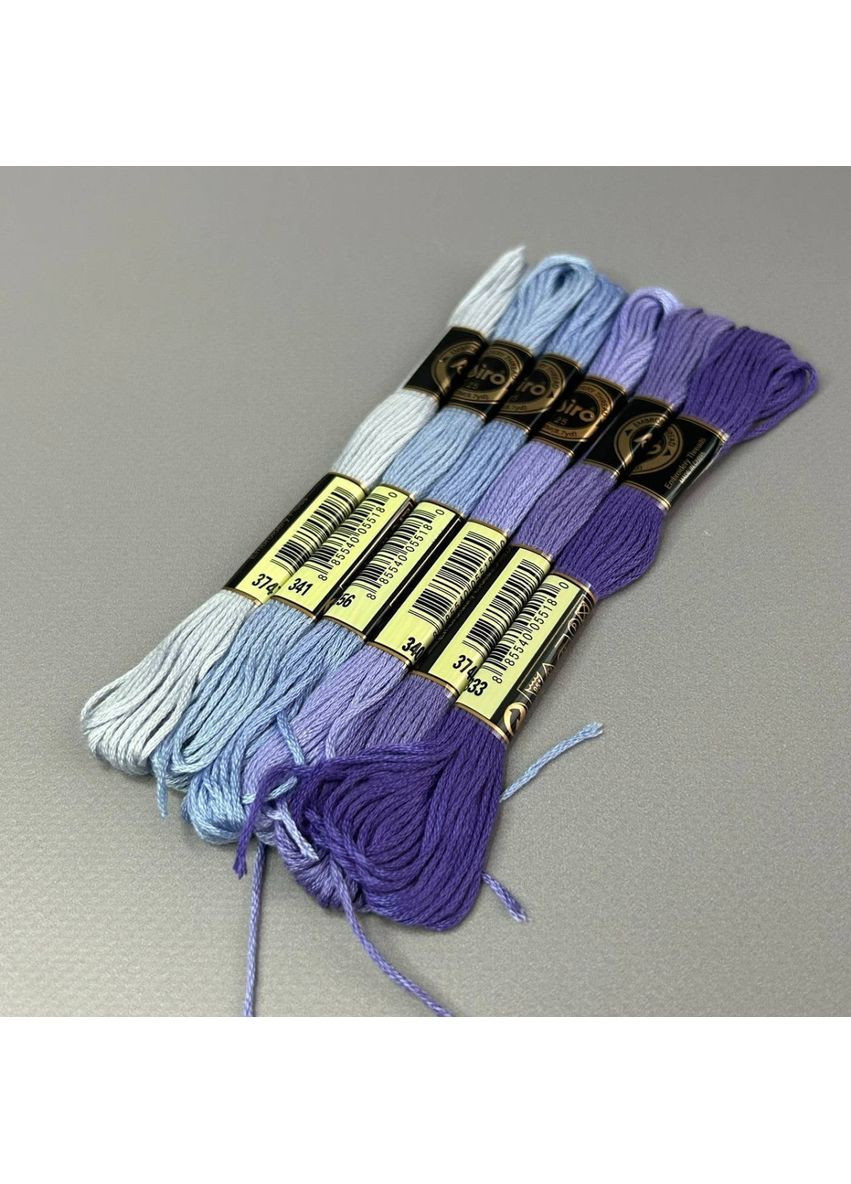 (6 шт по 8м) Набір муліне Airo (нитки для вишивання) - бузковий мікс (3747-333) Plus-plus (353393197)