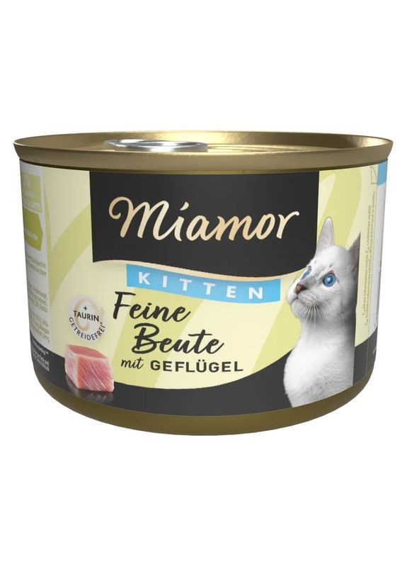 Натуральний вологий корм з м’ясом птиці для кошенят Feine Beute mit Geflügel Kitten 185 г Miamor (369164276)