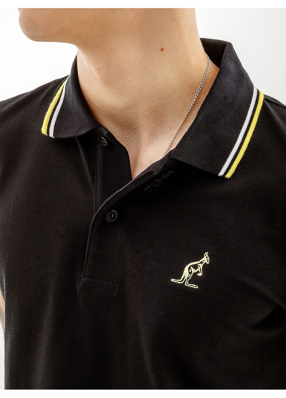 Чорна чоловіча футболка 2-stripe pique' polo s-fit чорний Australian