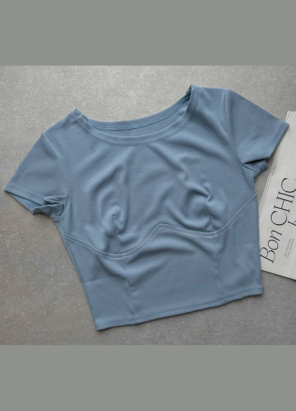 Топ жіночий у рубчик з коротким рукавом Exclusive - (322134785)