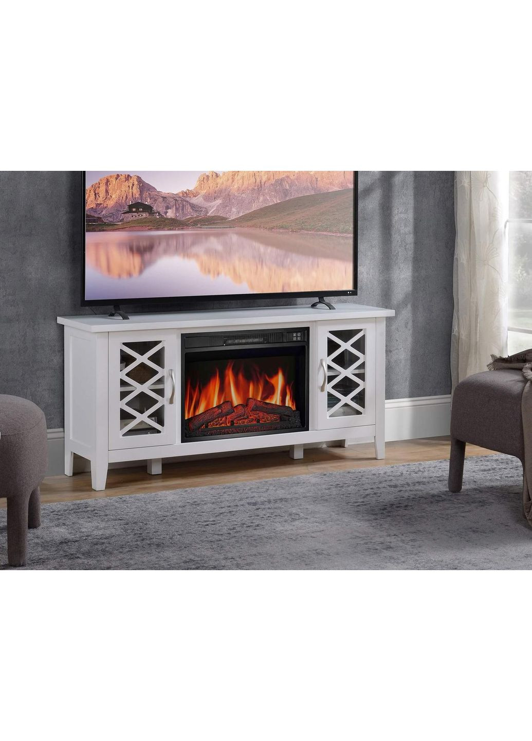 Каминокомплект Odessa AF23S белый с обогревом и звуком горения огня. ArtiFlame (362456319)