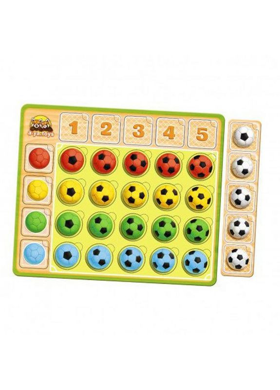 Дерев'яний пазл-сортер "Футбольні м'ячики" (ПСФ107) PSF107 колір та рахунок Ubumblebees (304408498)