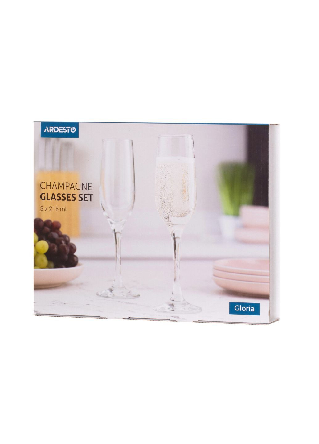 Набір келихів для шампанського Gloria 3х215 мл AR2621GCT Ardesto (335078046)