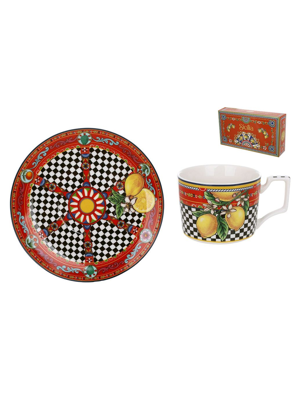 Набір (6шт) порцеляновий Sicilia: чашка 220мл з блюдцем No Brand (325608807)