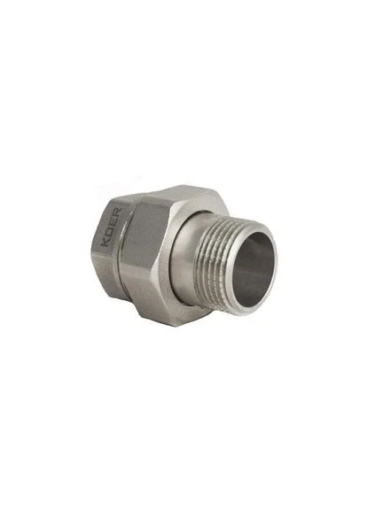 Згін американка пряма 1 1/4" латунна KR.341, CW617N, нікельована, різьбове з'єднання KOER (399428163)