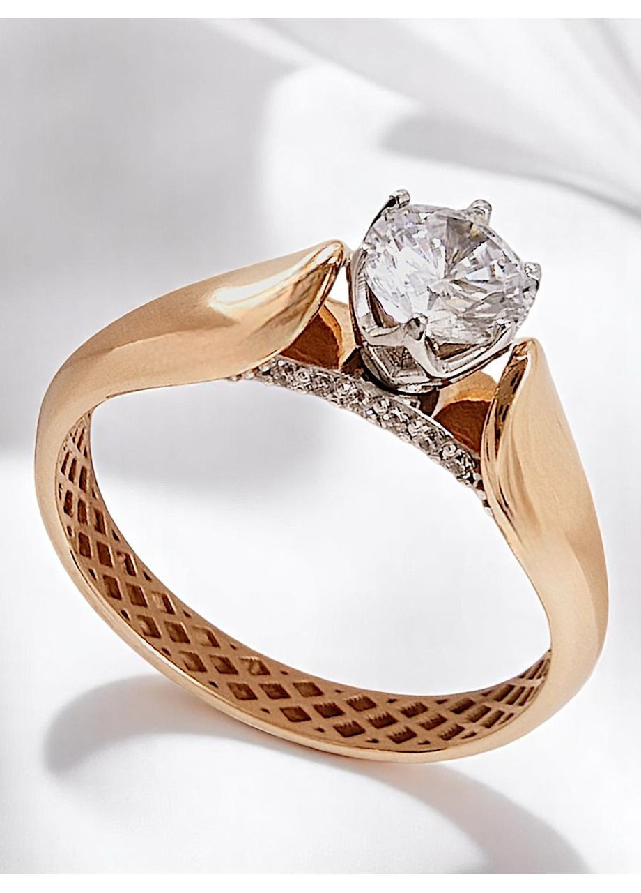 Золота каблучка з фіанітами, червоне золото 585 (18р) 700400-2к Харківська ювелірна фабрика (355795835)