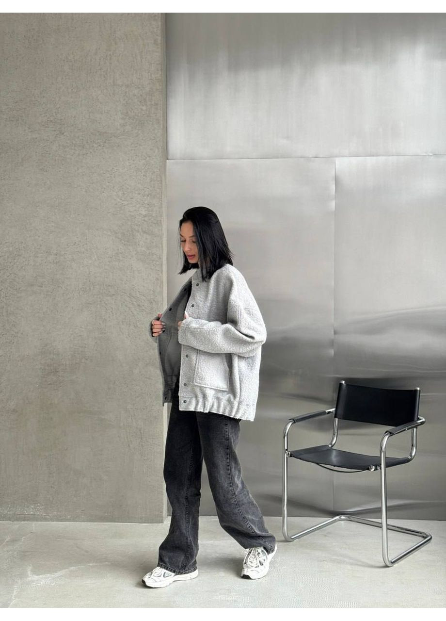 Бомбер жіночий оверсайз в стилі Zara з баранець(заміри в описі) DK/DL Мода без кордонів на кнопках (366447235)