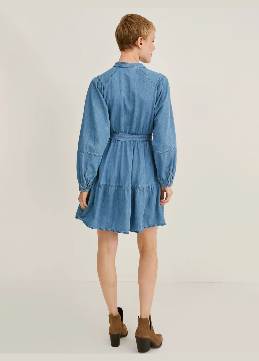 Синя кежуал джинсова сукня C&A однотонна