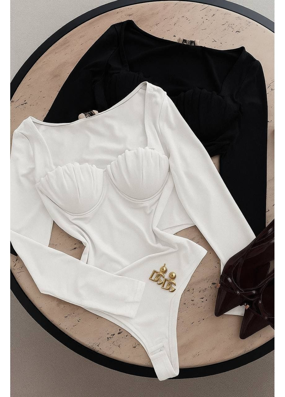 Женский боди с длинным рукавом и формованной чашкой No Brand (370079737)