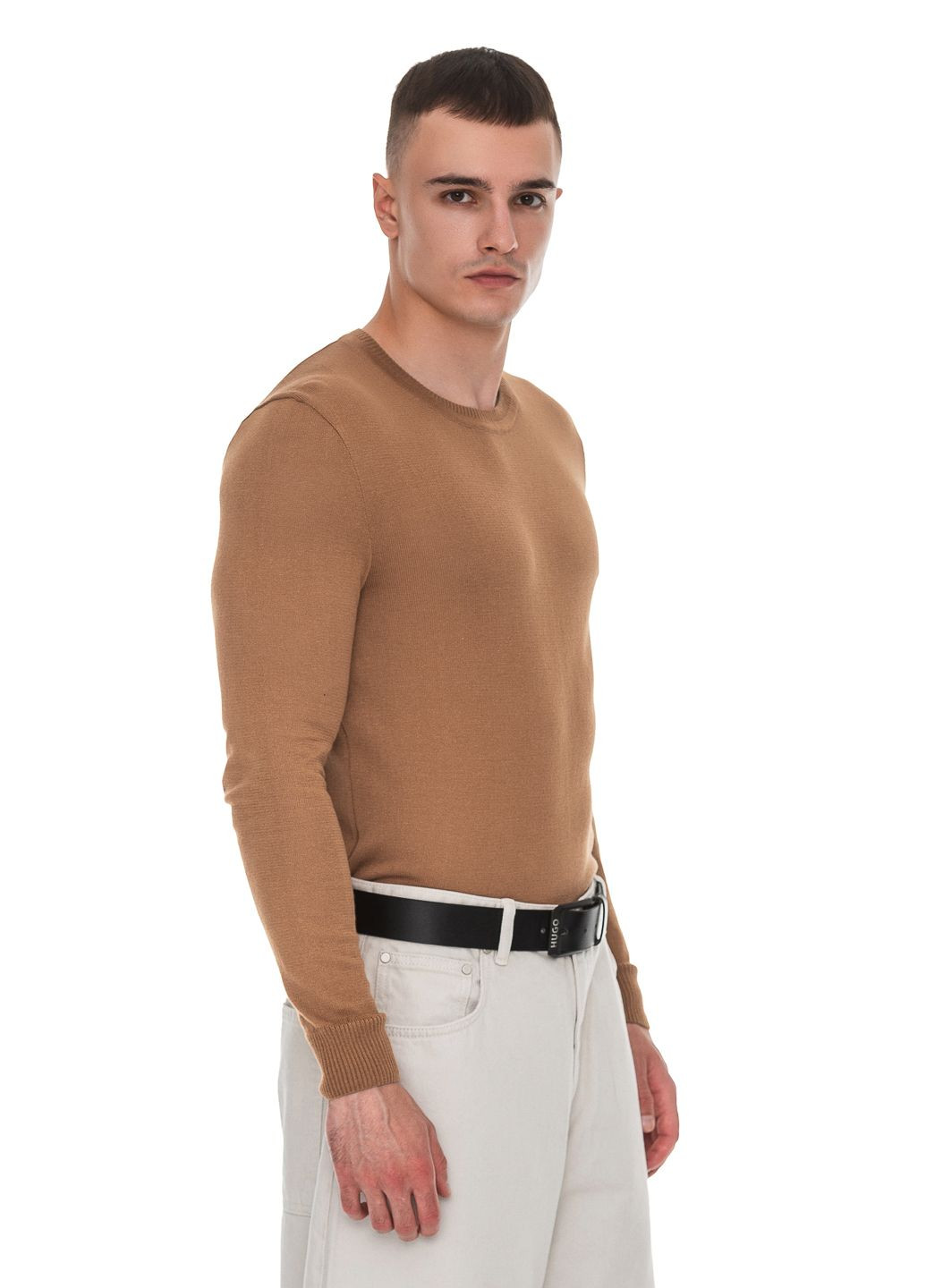 Коричневий бавовняний тонкий чоловічий светр SVTR