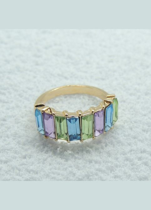 Женкое кольцо с разноцветными камнями золотистое размер 17.5 R96257 Fashion Jewelry (293337376)