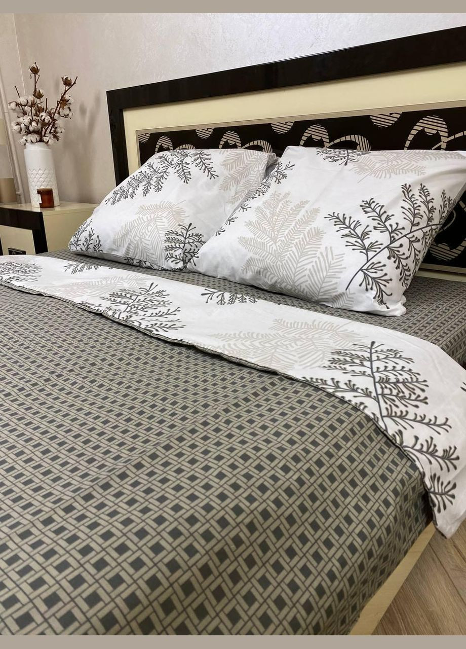 Постельное белье хлопковое Цветы Евро Простынь на резинке 160x200х20 Бязь Белое 50 х 70 No Brand (278272146)