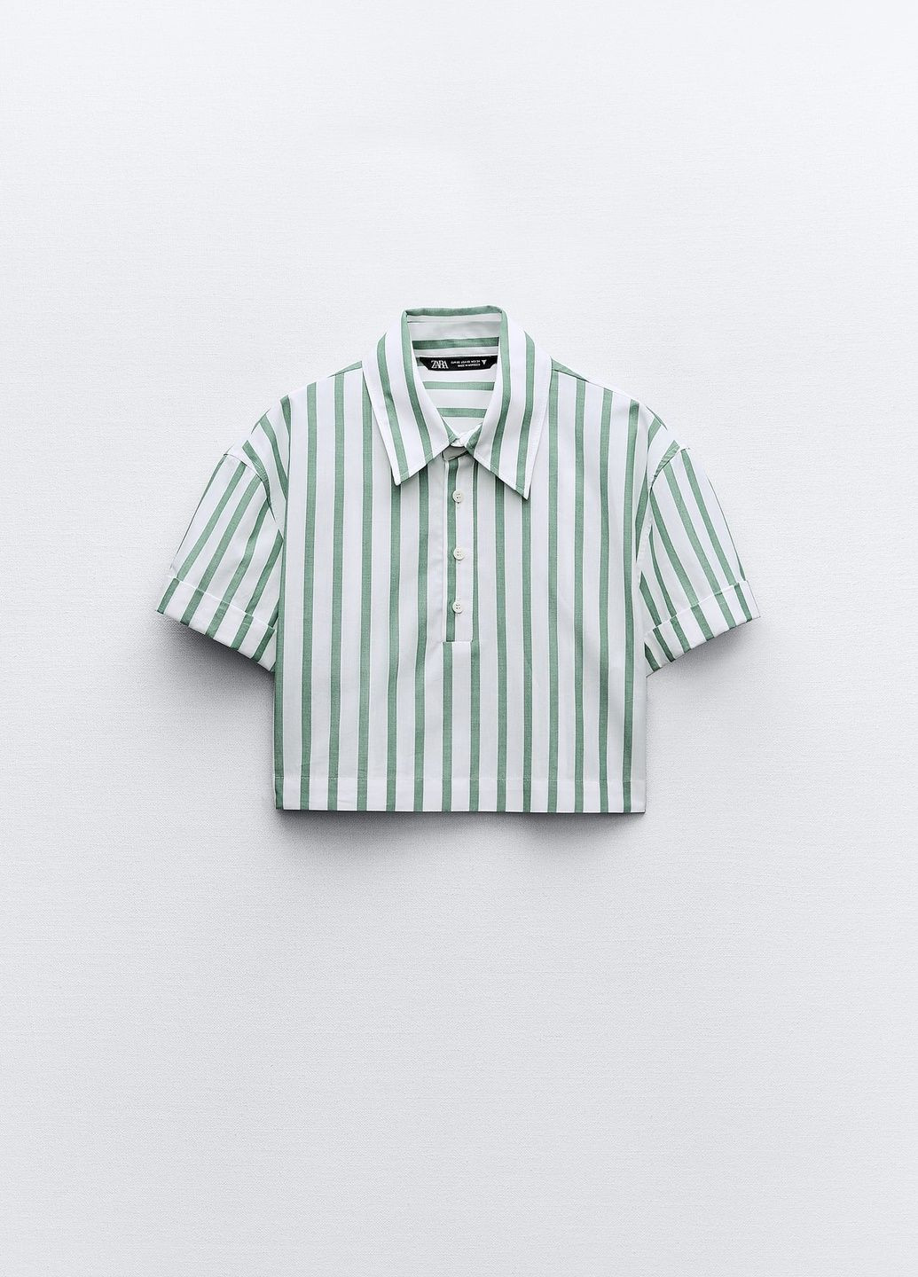 Зеленая повседневный рубашка в полоску Zara