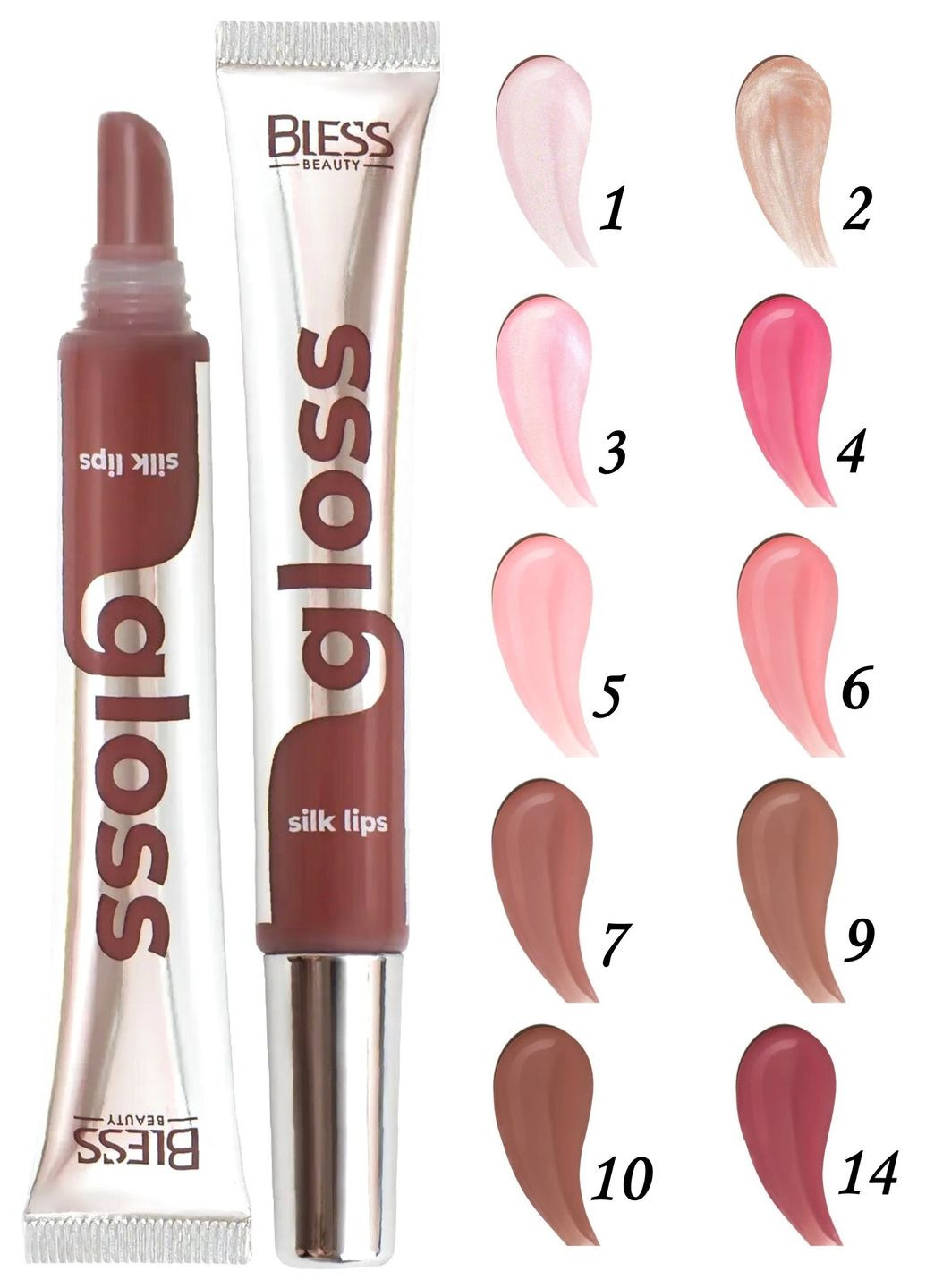 Зволожуючий блиск для губ Gloss Silk Lips №7 відтінок латте, 11 мл Bless Beauty (302211079)