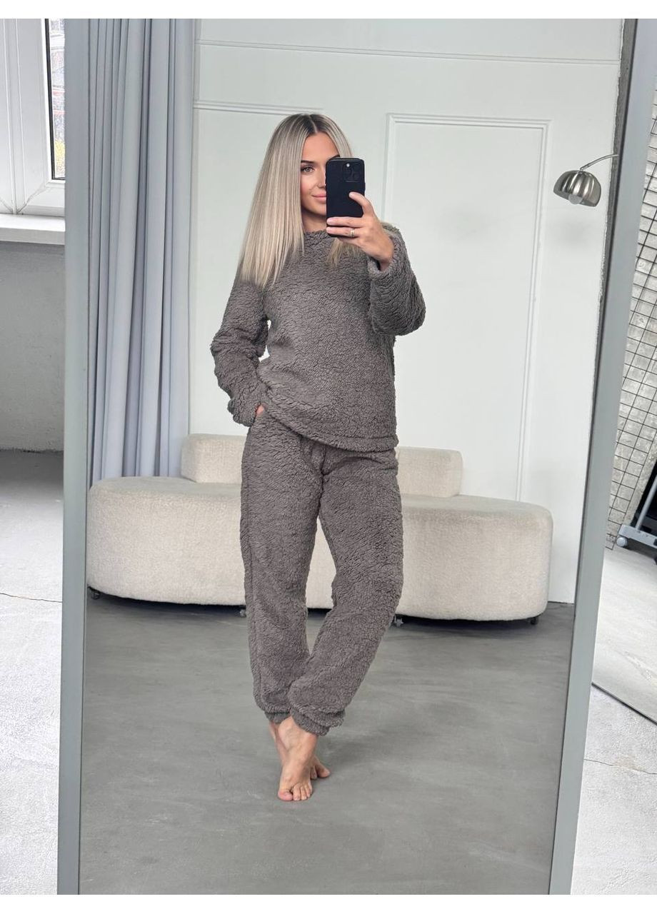 Графітова піжама/домашній костюм плюш-травка,штани та кофта Україна