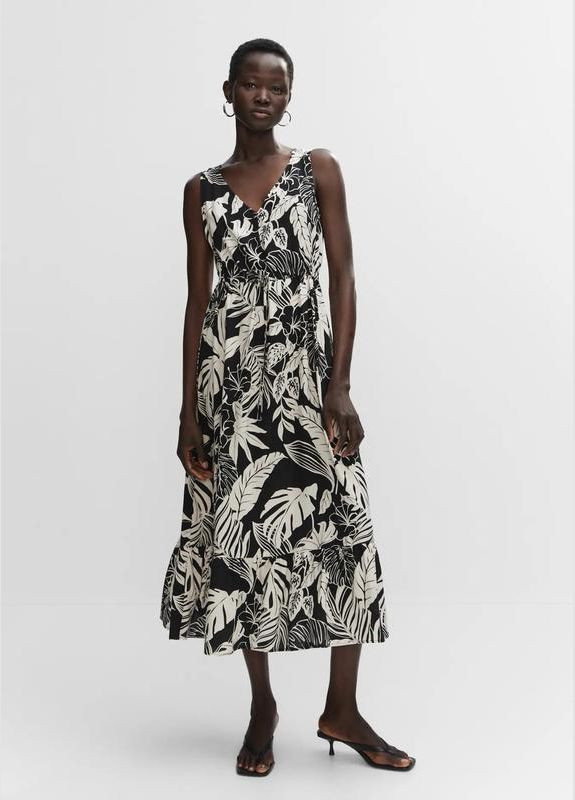 Черное платье меди летнее сарафан в цветочный принт платье Mango