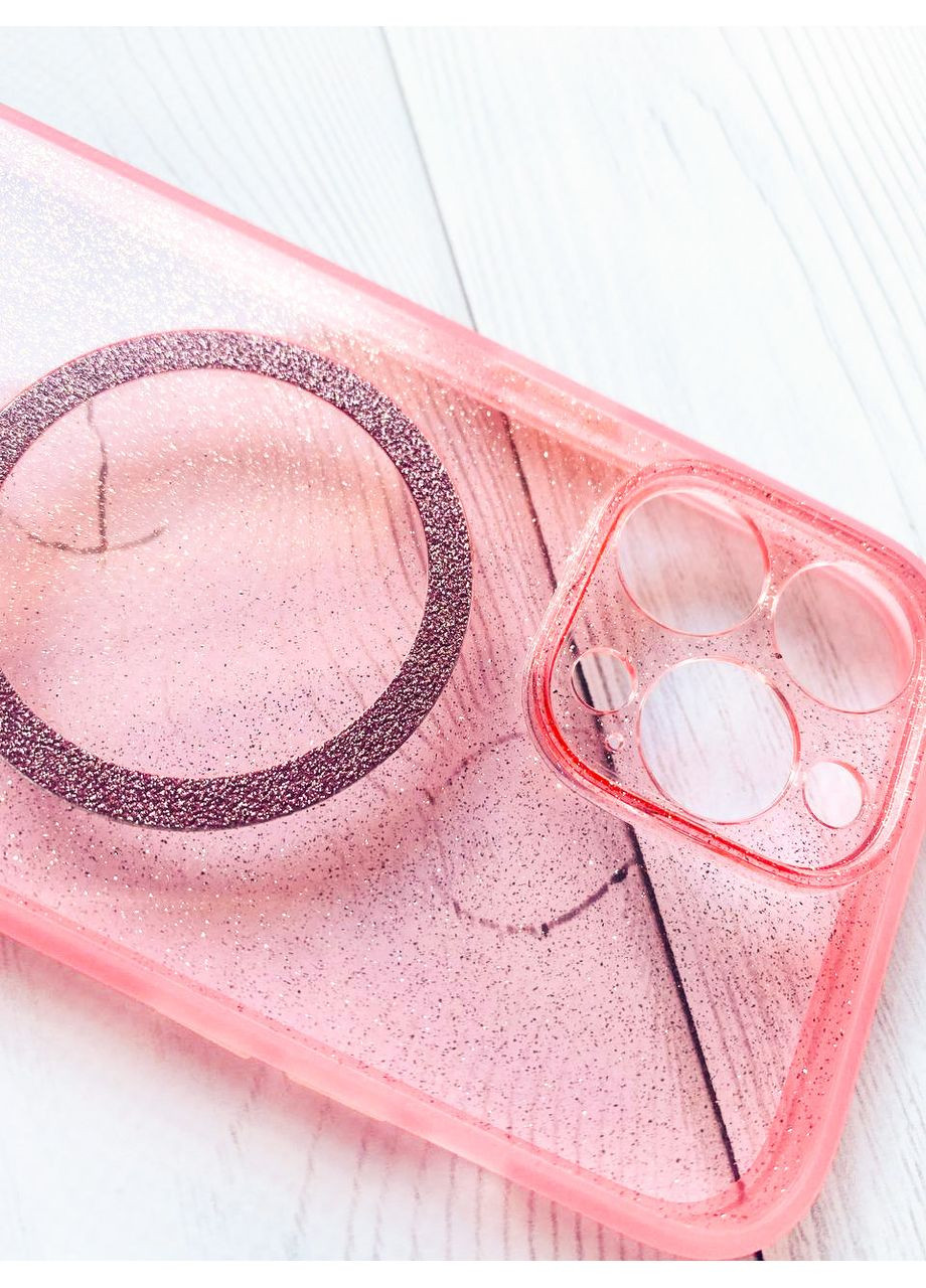 Прозорий чохол з діамантовим блиском на iPhone 14 Pro Max із підтримкою MagSafe:: Рожевий Silicone Case (360682416)