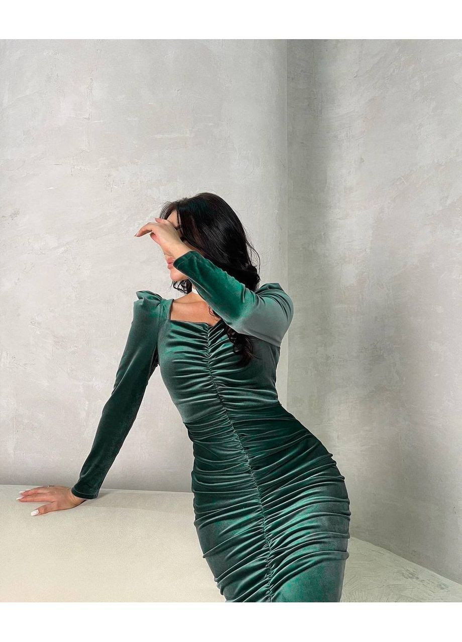 Смарагдова святковий сукня жіноча No Brand однотонна