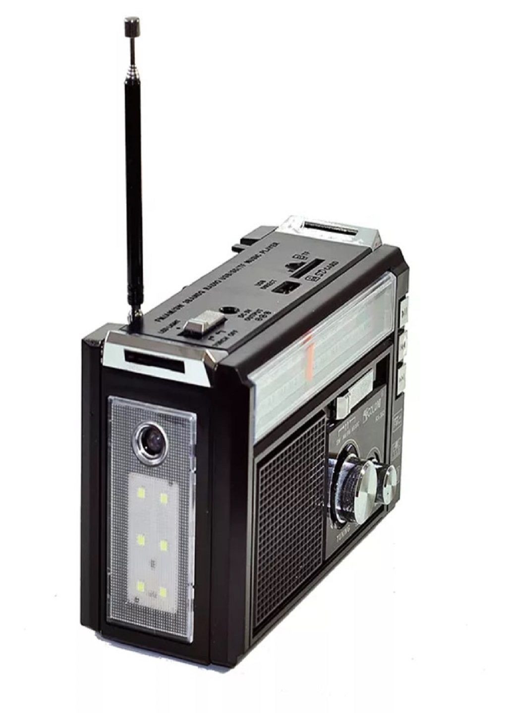 Радіоприймач портативний RX 381/382 радіо з ліхтарем на акумуляторі Чорне Golon (319204097)