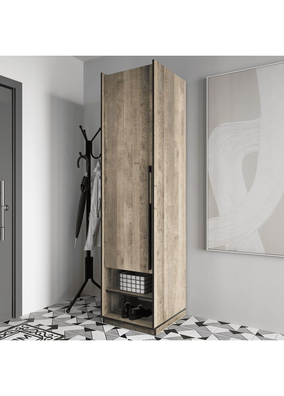 Шкаф распашной со штангой на одну дверку R-0002 от Дуб Гранж Песочный MORELI (335424003)