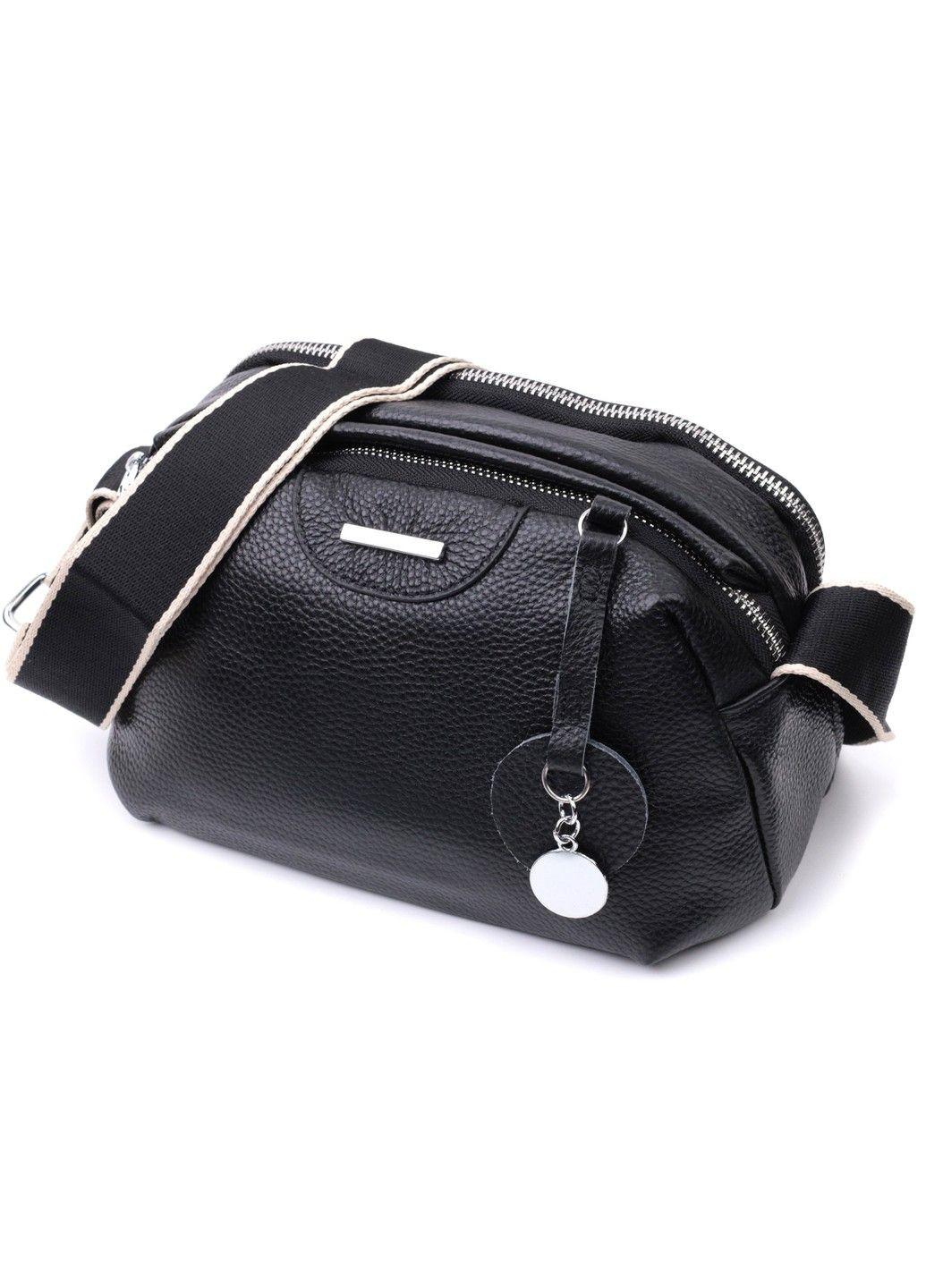 Сумка на два отделения из натуральной кожи 22592 Черная Vintage (297956942)