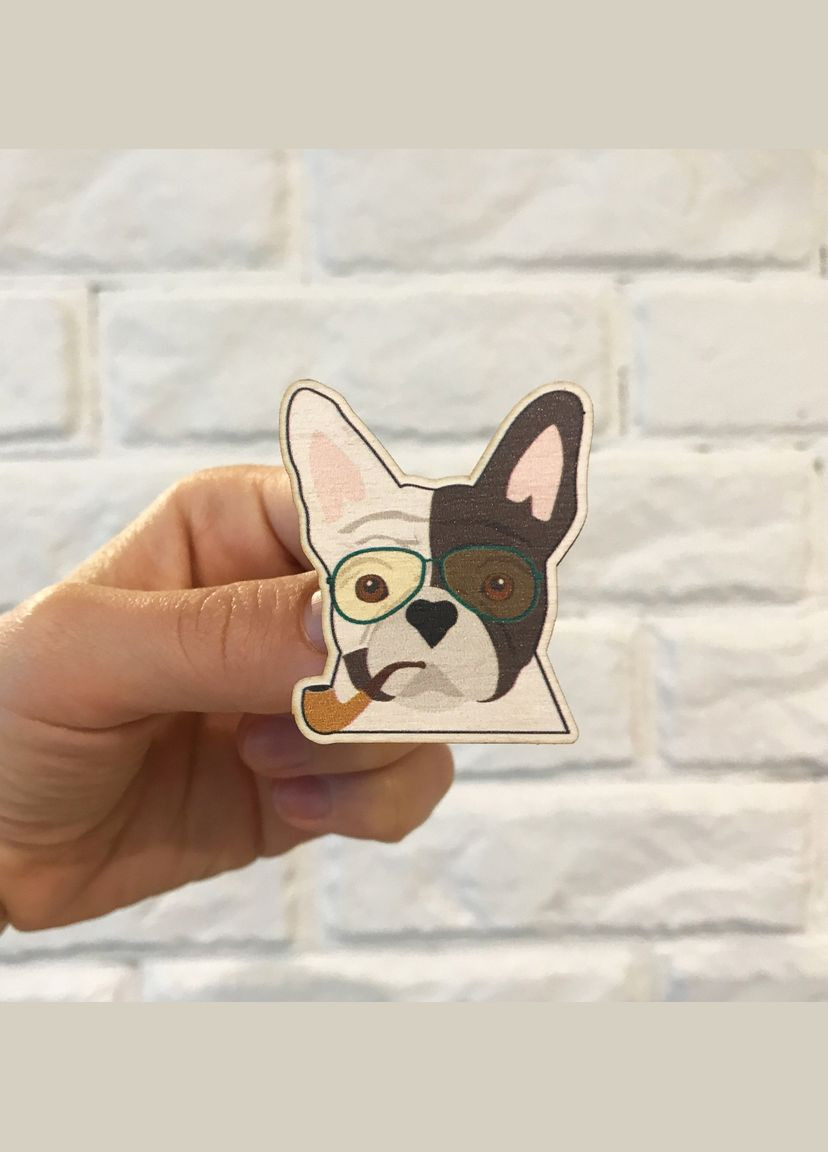 Бульдожок Бруні значок з дерева Cozy-Up (291162197)