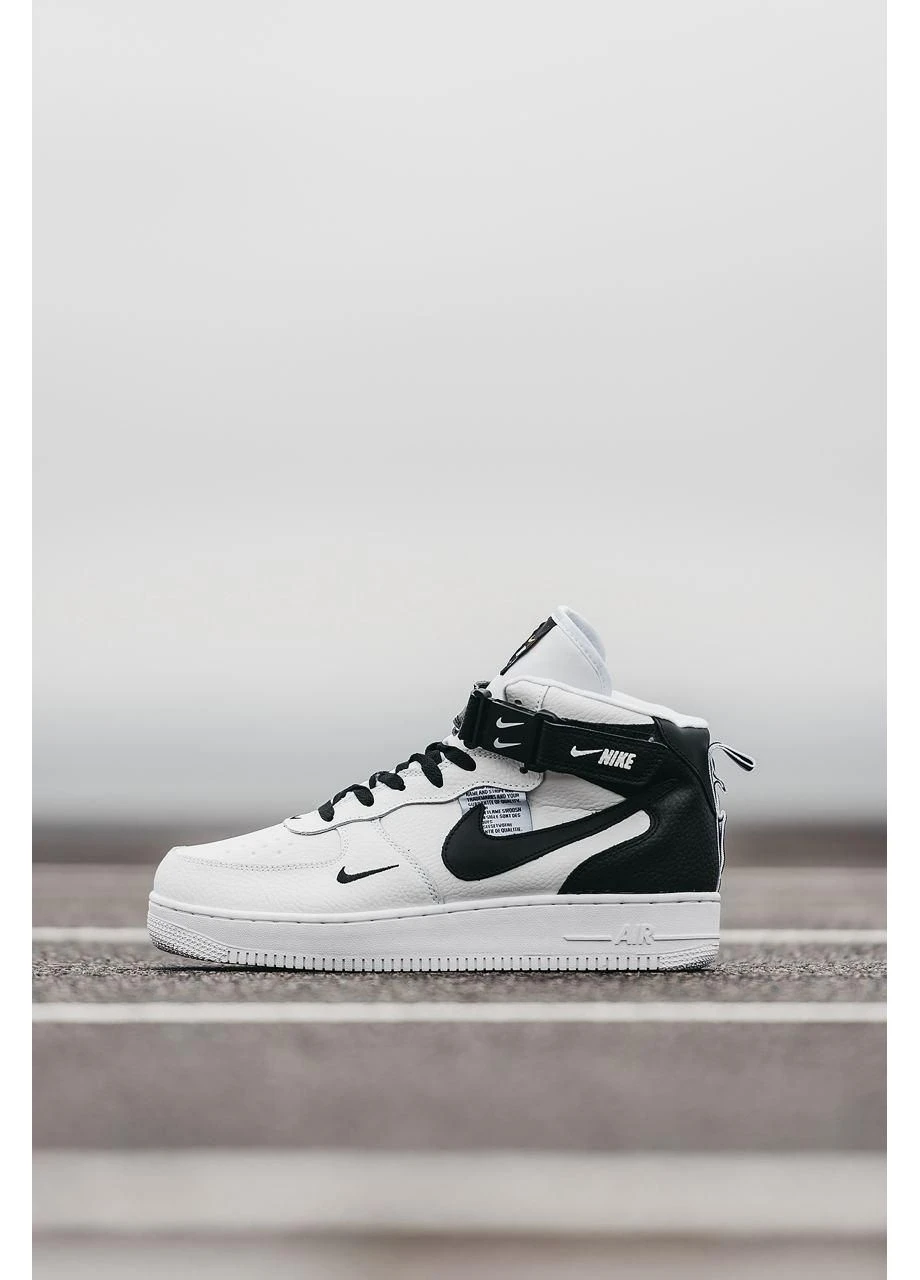 КРОСІВКИ ЖІНОЧІ NIKE AIR FORCE 1 LV8 MID WHITE BLACK НАЙК АІР ФОРС 1 ПРЕМІУМ No Brand чорні зими (367170970)