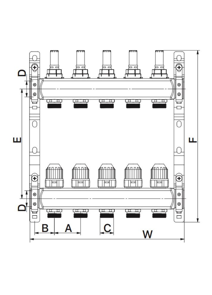 Колекторний блок із витратомірами HC1-11 x 3/4"Ek, нержавіюча сталь ITAL (316088544)