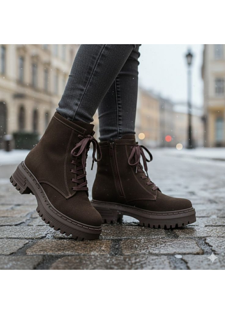 Зимние женские зимние ботинки из натуральной замши на меху, коричневые. Paradize из натуральной замши