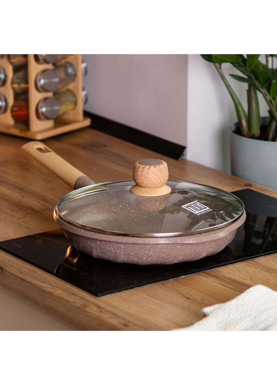 Алюмінієва сковорода 2,8 л з мармуровим антипригарним покриттям Ø 28 см кавова MGC HP-4-425CO Jooki (358705791)