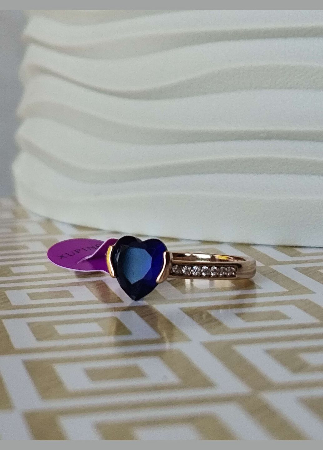 Кольцо ксюпинг xuping сердце синий камень позолота медзолото Xuping Jewelry (337114029)