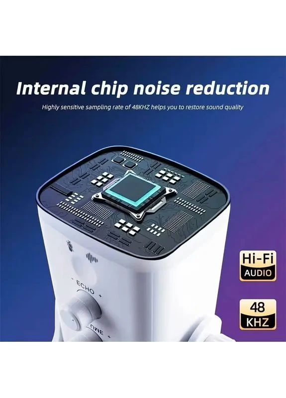 Динамический микрофон XLR/USB для игр, подкастинга, стриминга и пения с RGB подсветкой No Brand YU8 (388407830)