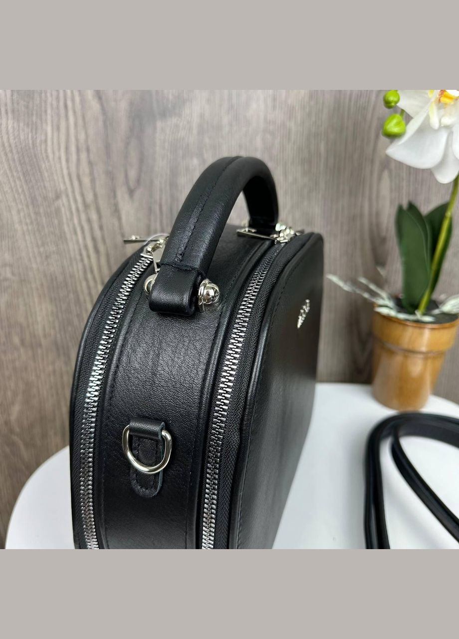 Шкіряна жіноча сумка каркасна стиль Зара чорна, міні сумочка з натуральної шкіри No Brand (334729529)