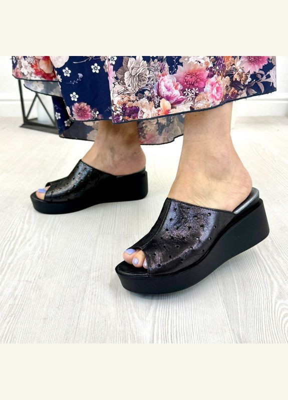 Черные сабо женские черные на платформе. натуральная кожа сатин. 40 размер Vasha para