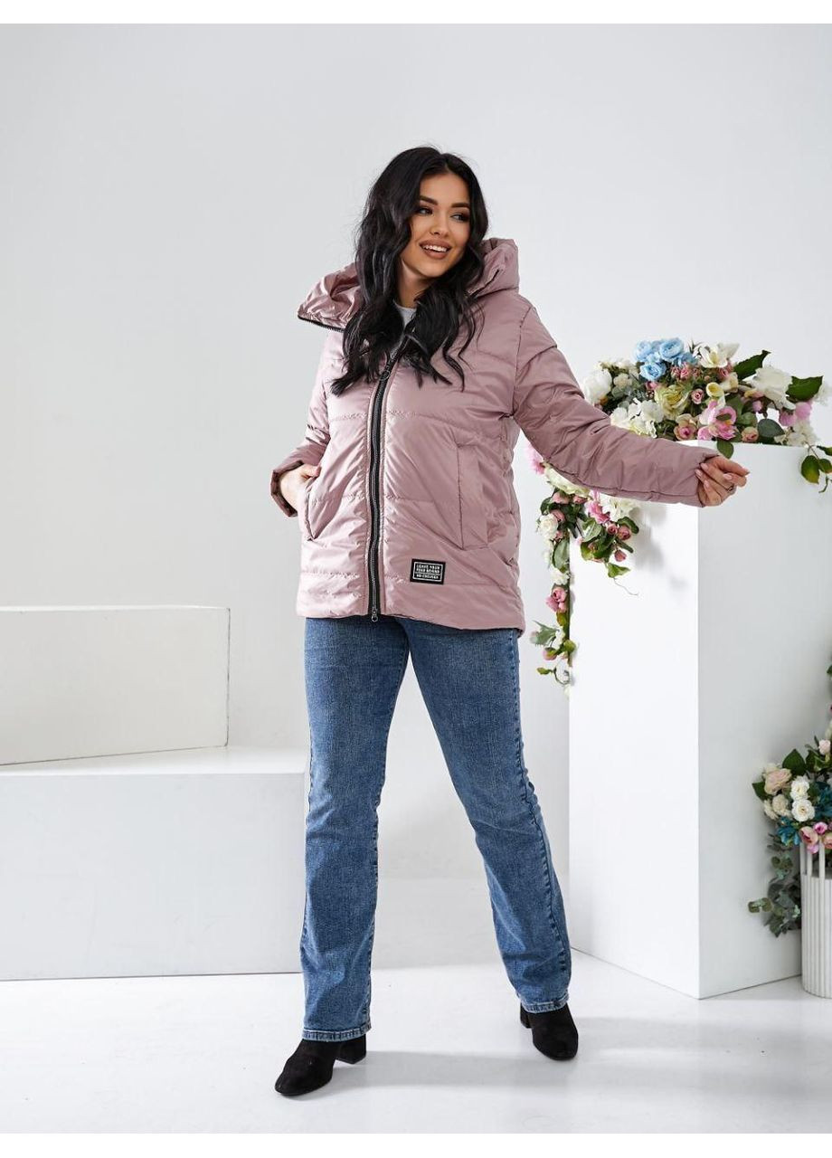Пудровая демисезонная женская куртка-пуховик Sofia 6050
