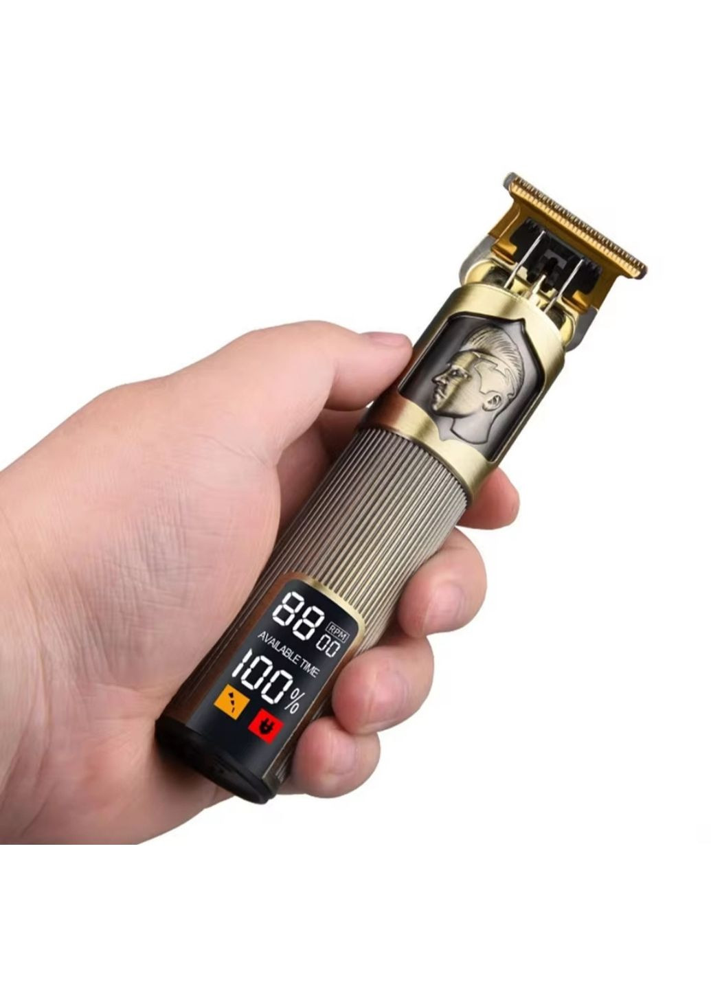 Триммер машинка профессиональный беспроводной аккумуляторный для стрижки волос, бороды T9 Barber с LCD экраном No Brand (357260912)