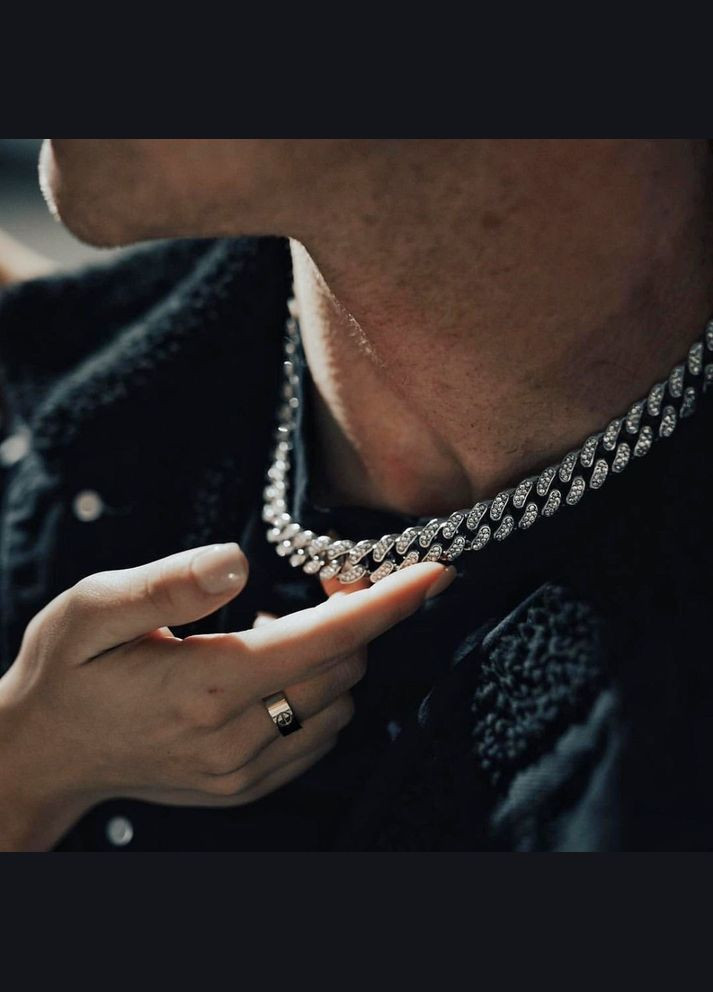 Чоловічий металевий ланцюжок, срібний ланцюг на шию зі сталі 12 мм No Brand (328251239)