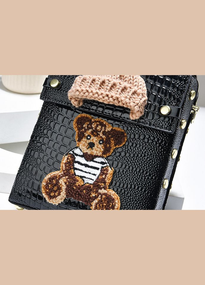 Женская лаковая мини сумочка с медведем Темно-коричневый No Brand (302391183)