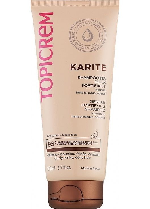 М'який зміцнювальний шампунь для волосся з маслом ши Karite Gentle Fortifying Shampoo 200ml (1182137-31158874) Topicrem (368652329)