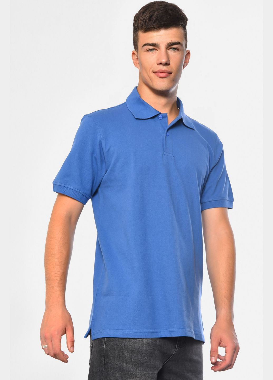 Синя футболка чоловіча поло синього кольору Let's Shop