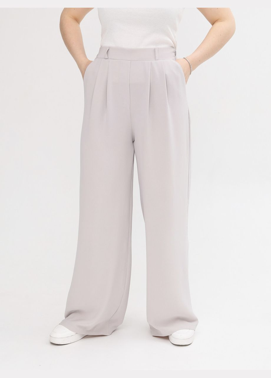 Штани жіночі світло-сірі палаццо тонкі MDG Палаццо (293956575)