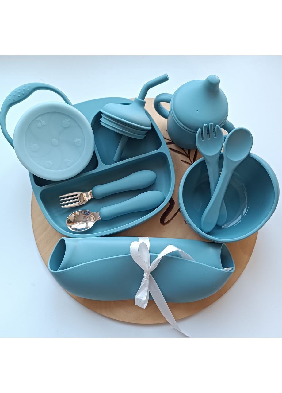 Набор посуды для малыша Смоки блу 10 шт Посуда для малышей безопасная экологичная (0205) No Brand (368999942)