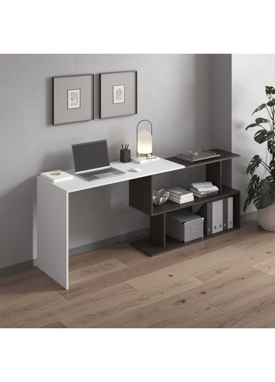 Письменный стол-трансформер, компьютерный поворотный стол 1200x766x500 белый/венге темный (hm-41-wh-vg) VAYS (363134949)