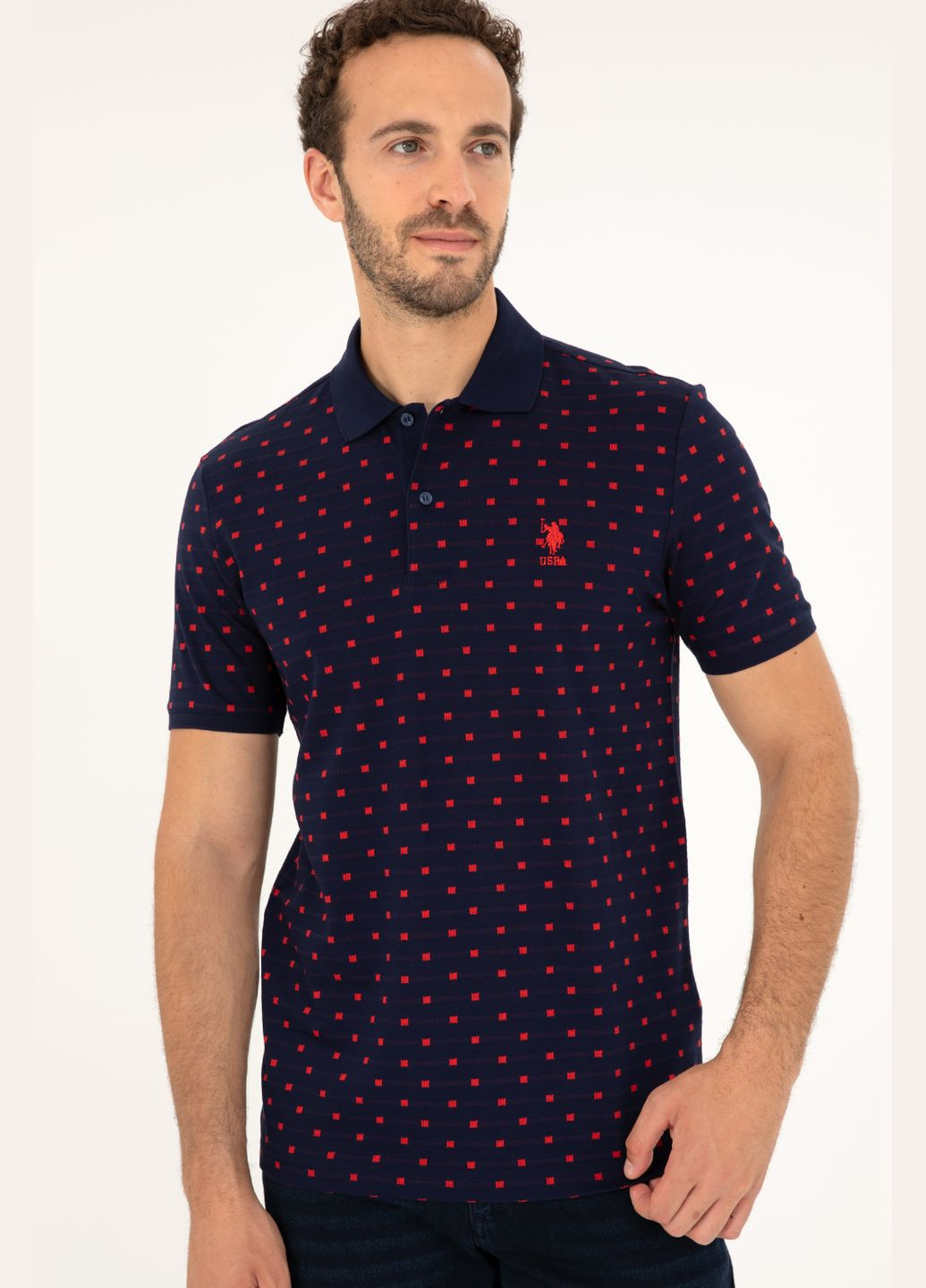 Темно-синя футболка поло u.s. polo assn. чоловіче U.S. Polo Assn.